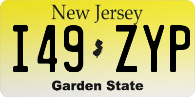 NJ license plate I49ZYP