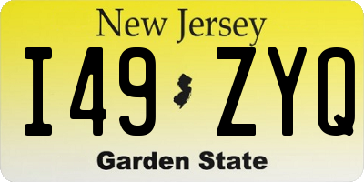 NJ license plate I49ZYQ