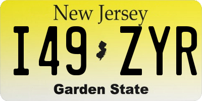 NJ license plate I49ZYR