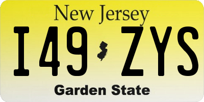 NJ license plate I49ZYS