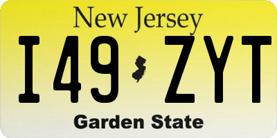 NJ license plate I49ZYT
