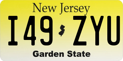 NJ license plate I49ZYU