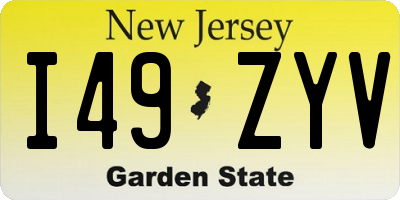 NJ license plate I49ZYV