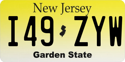 NJ license plate I49ZYW