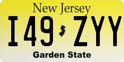 NJ license plate I49ZYY