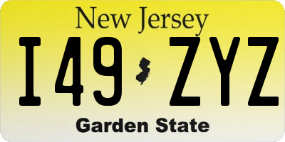 NJ license plate I49ZYZ