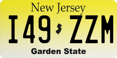 NJ license plate I49ZZM