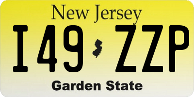 NJ license plate I49ZZP