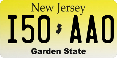 NJ license plate I50AAO