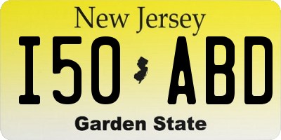 NJ license plate I50ABD