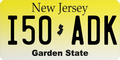 NJ license plate I50ADK