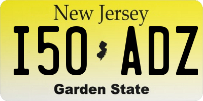 NJ license plate I50ADZ