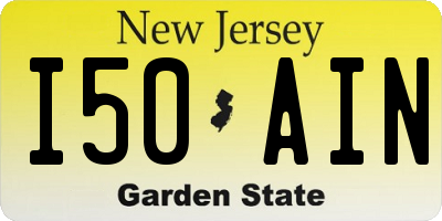 NJ license plate I50AIN