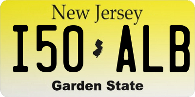 NJ license plate I50ALB