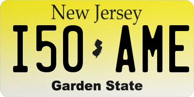 NJ license plate I50AME