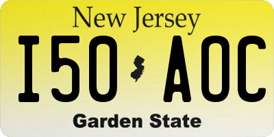 NJ license plate I50AOC