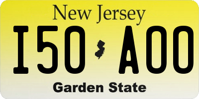 NJ license plate I50AOO