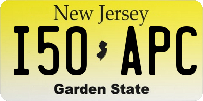NJ license plate I50APC