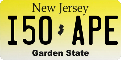 NJ license plate I50APE