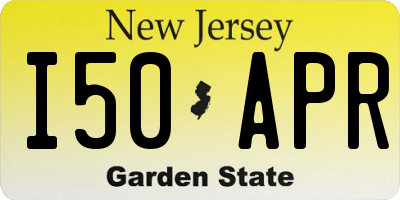 NJ license plate I50APR