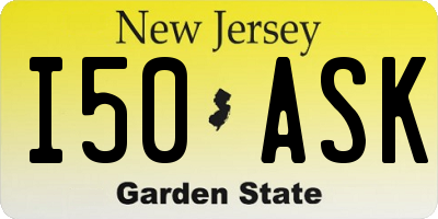 NJ license plate I50ASK
