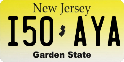 NJ license plate I50AYA