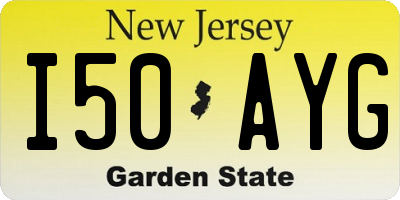 NJ license plate I50AYG