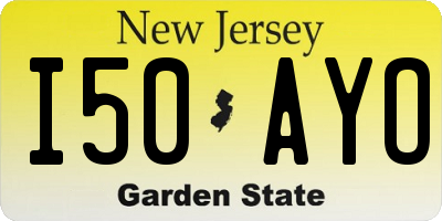NJ license plate I50AYO