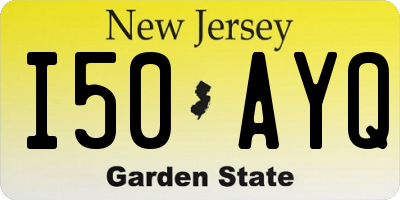 NJ license plate I50AYQ
