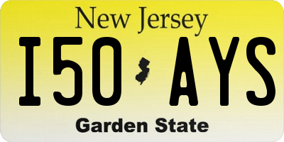 NJ license plate I50AYS