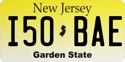 NJ license plate I50BAE