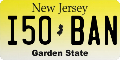 NJ license plate I50BAN