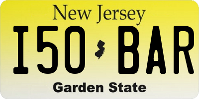 NJ license plate I50BAR