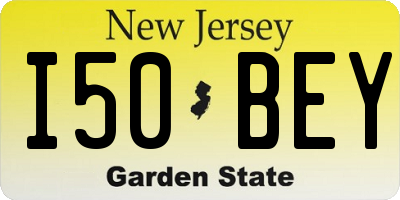 NJ license plate I50BEY