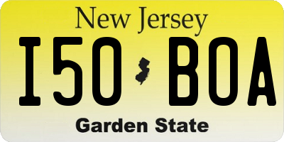 NJ license plate I50BOA