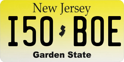NJ license plate I50BOE