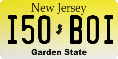 NJ license plate I50BOI