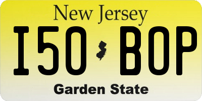 NJ license plate I50BOP