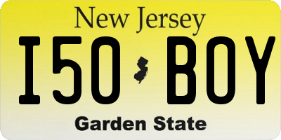 NJ license plate I50BOY