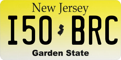 NJ license plate I50BRC