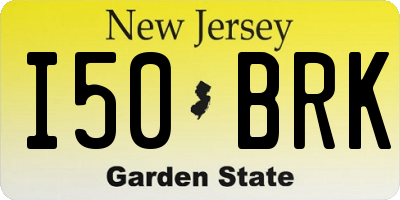 NJ license plate I50BRK