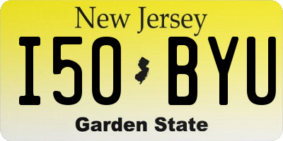 NJ license plate I50BYU