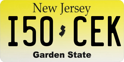 NJ license plate I50CEK