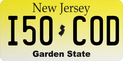NJ license plate I50COD