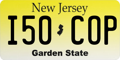 NJ license plate I50COP