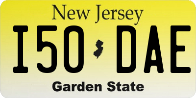 NJ license plate I50DAE
