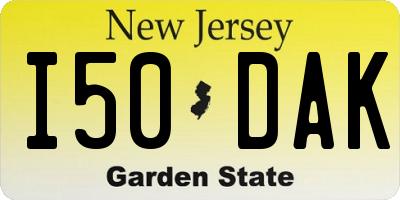 NJ license plate I50DAK