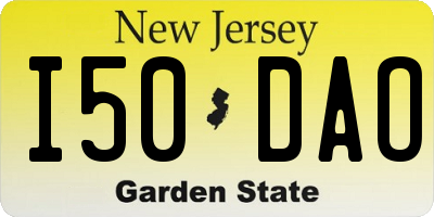 NJ license plate I50DAO