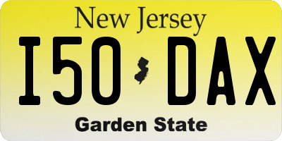 NJ license plate I50DAX
