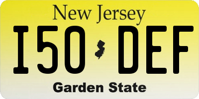 NJ license plate I50DEF